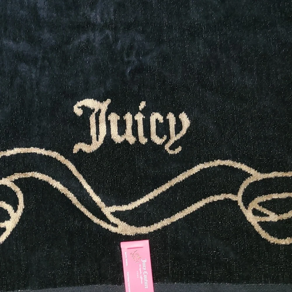 Juicy Couture Black Towels with Gold Ribbon Design